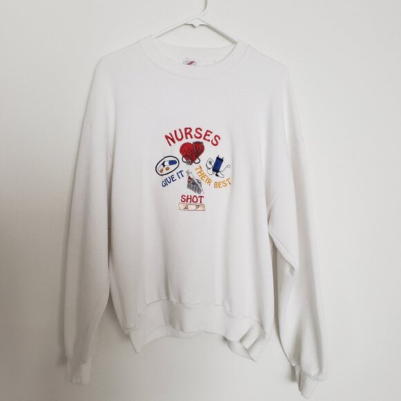 Custom Nursing Pullover Embroidered Sweater Size Large - Picture 1 of 6